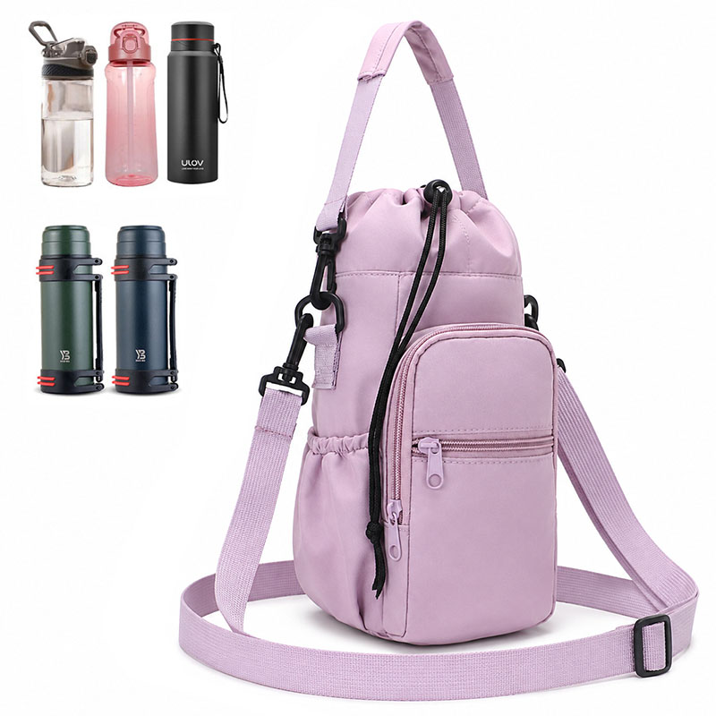 Sports Water Bottle Insulated - Draagbare geïsoleerde waterfleszak met telefoonvak, verstelbare
