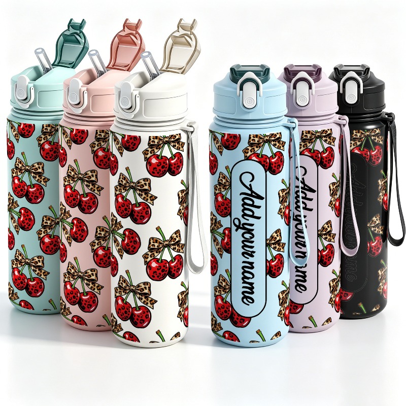 Sports Water Bottle Insulated - Gepersonaliseerde 25oz grote kersenkleurige lekvrije plastic